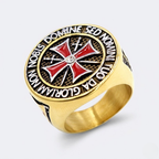 Knights Templar Ring Crusader Red Cross Masonic Signet Stainless Steel-Tithesource-Gold-7-