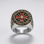Knights Templar Ring Crusader Red Cross Masonic Signet Stainless Steel-Tithesource-Silver-7-