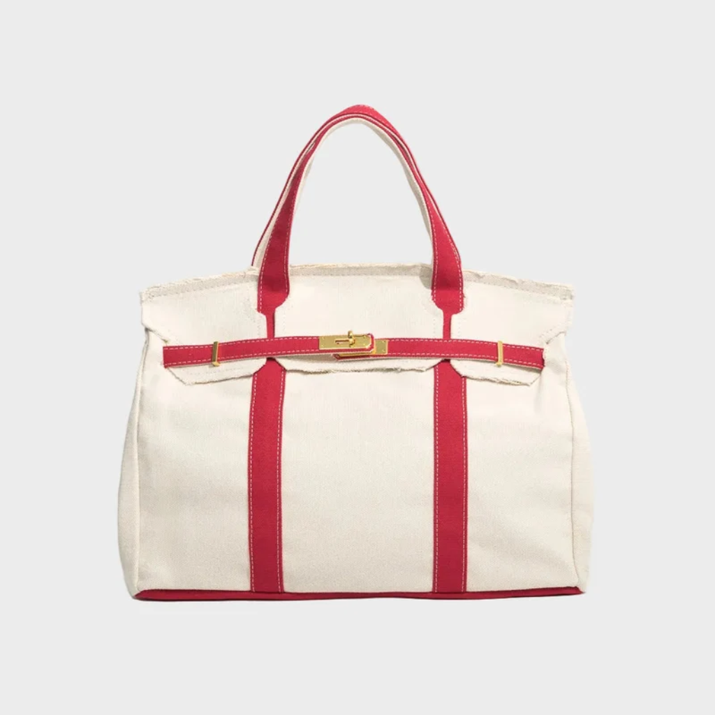 Large Tote Handbag - Contrast Stitching - Boat Design
