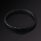 Leather Black Bracelet Men Thin Braided