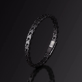 Leather Black Bracelet Men Thin Braided