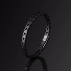 Leather Black Bracelet Men Thin Braided