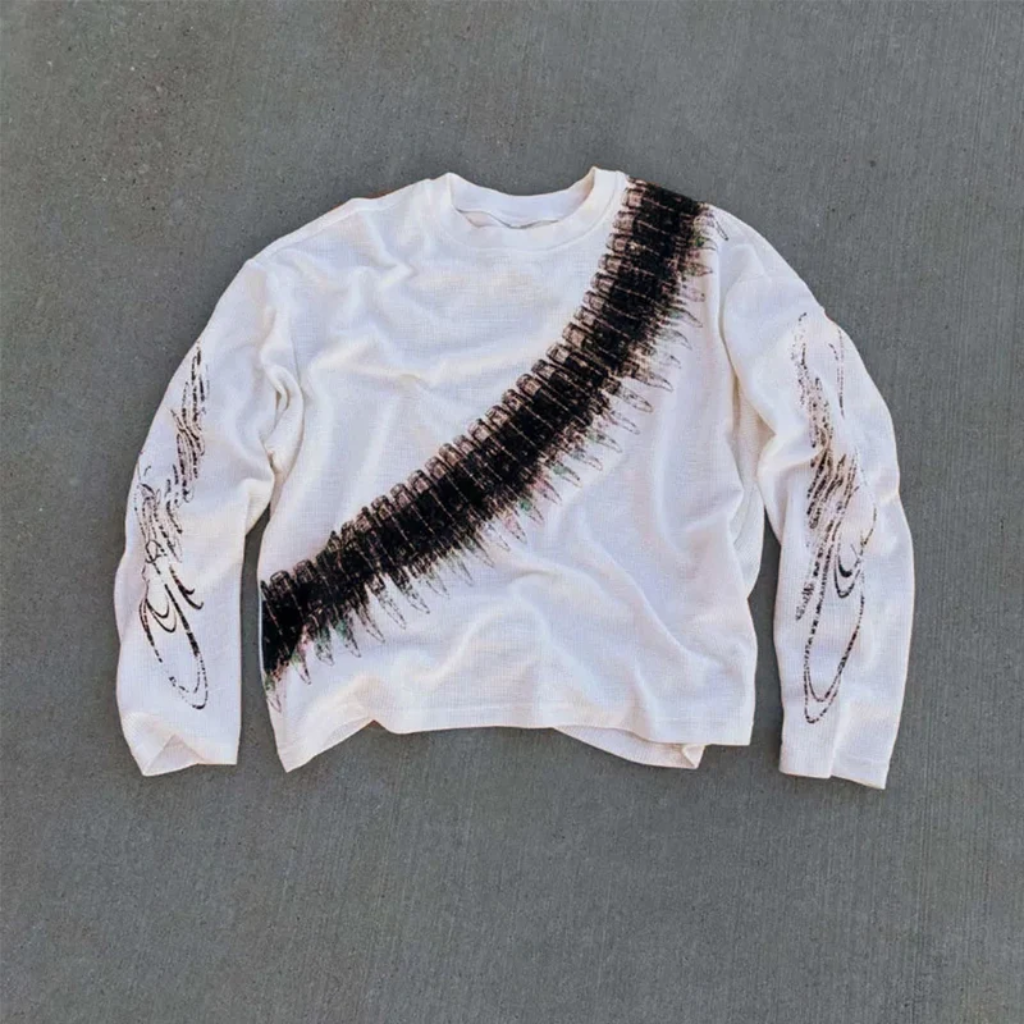 Long Sleeve T-shirt - Bullet Print Y2K Retro Street Style