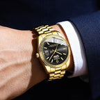 Men's Gold Watch Day-Date Function – Fluted Bezel-Tithesource-