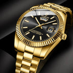 Men's Gold Watch Day-Date Function – Fluted Bezel-Tithesource-