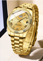 Men's Gold Watch Day-Date Function – Fluted Bezel-Tithesource-