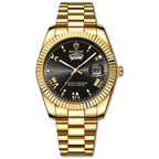 Men's Gold Watch Day-Date Function – Fluted Bezel-Tithesource-Black-Gold-