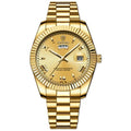 Men's Gold Watch Day-Date Function – Fluted Bezel-Tithesource-Gold-Gold-