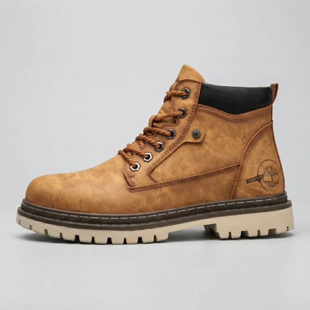 Men's Leather Ankle Work Boots Lace-Up Anti-Slip