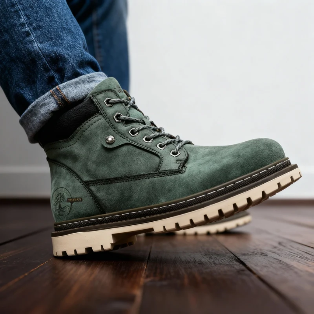 Men's Leather Ankle Work Boots Lace-Up Anti-Slip