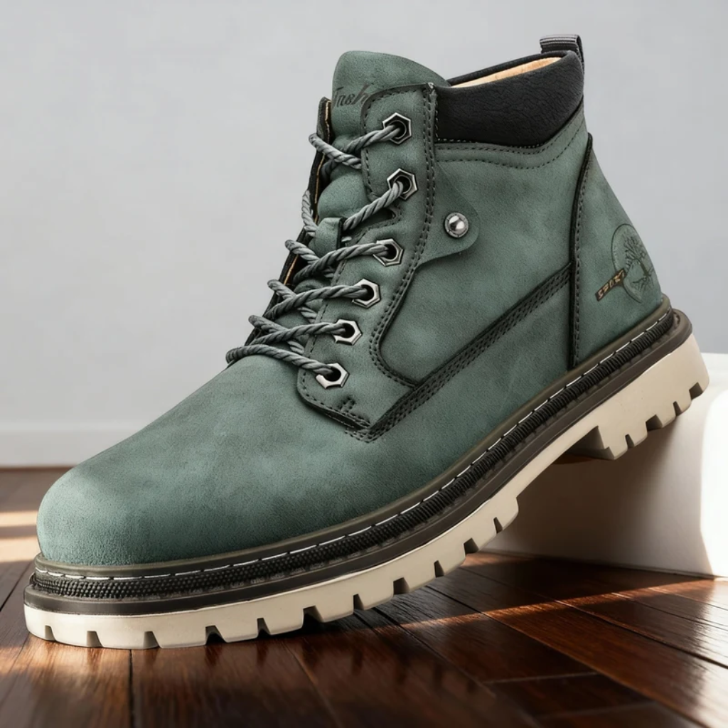 Men's Leather Ankle Work Boots Lace-Up Anti-Slip