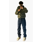 Men's Puffer Jacket with Hood - Shiny Finish