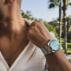 Men's Quartz Watch – Silver Steel - Domed Bezel - Integrated Bracelet-Tithesource-