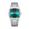 Men's Quartz Watch – Silver Steel - Domed Bezel - Integrated Bracelet-Tithesource-Green-