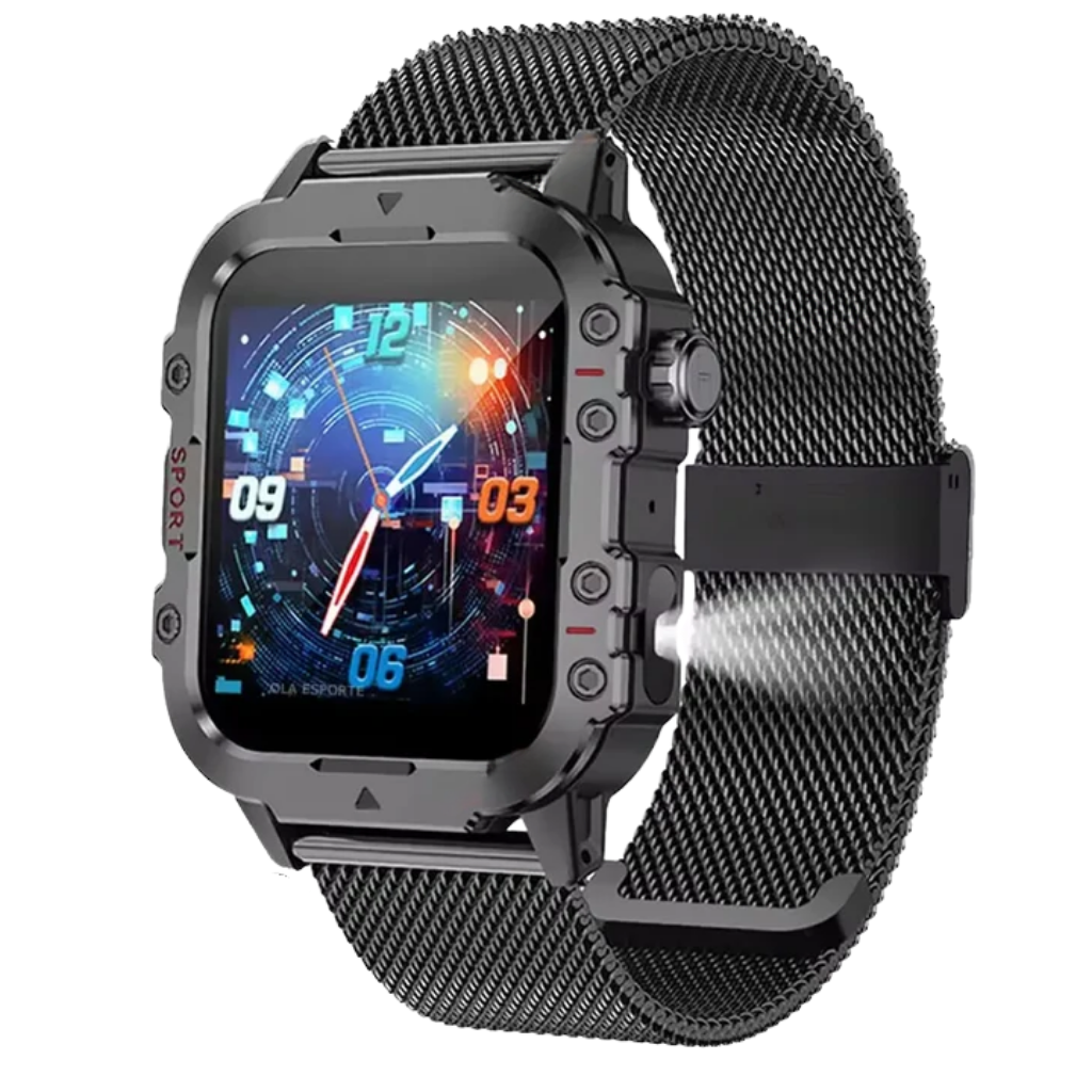 Men's Rugged Smart Watch Mesh Bracelet - Outdoor - Connected