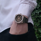 Men's Skeleton Automatic Watch – Octagonal Case, Steel Bracelet-Tithesource-