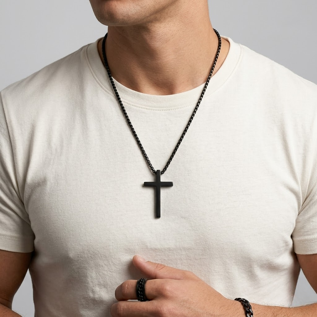 Men's Stainless Steel Cross Jewelry Set | Chain, Bracelet and Ring