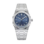 Men's Steel Sports Watch – Octagonal Screw Bezel, Textured Dial-Tithesource-Blue-