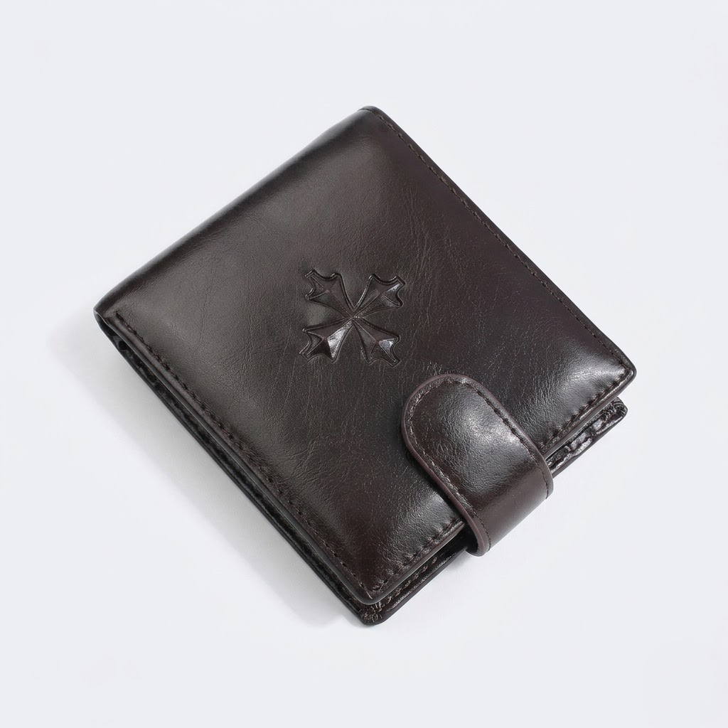 Men's Wallet Cross Print Card holder-Tithesource-Dark Brown-