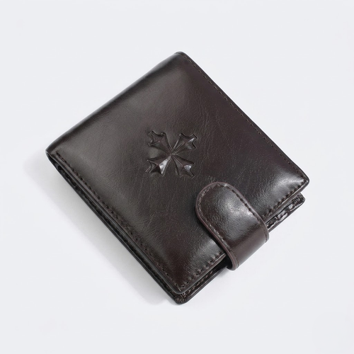 Men's Wallet Cross Print Card holder-Tithesource-Dark Brown-