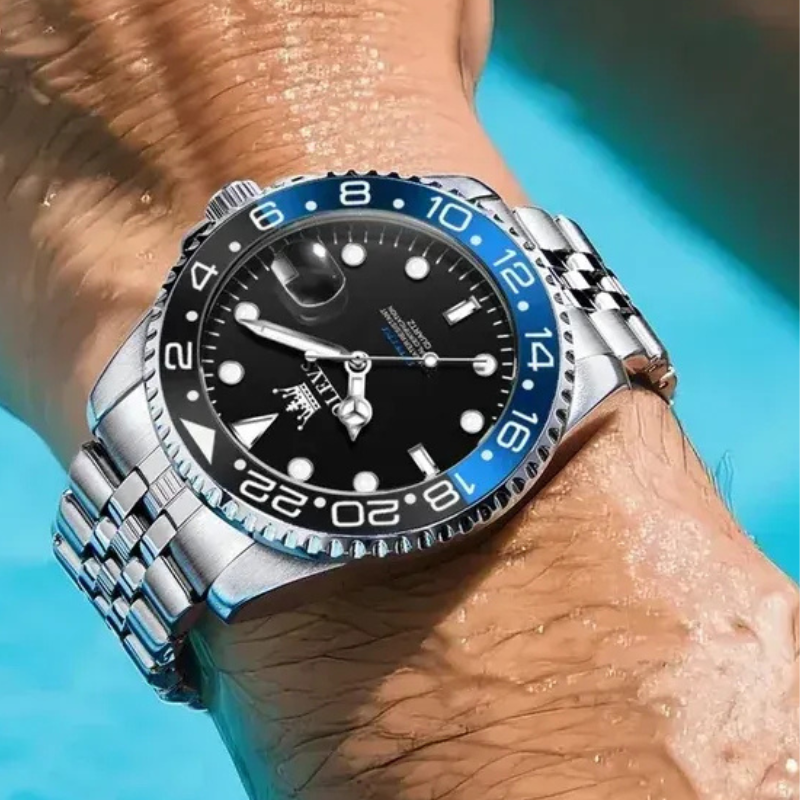 Mens Watch Jubilee Bracelet - Stainless Steel - GMT Pro - Date