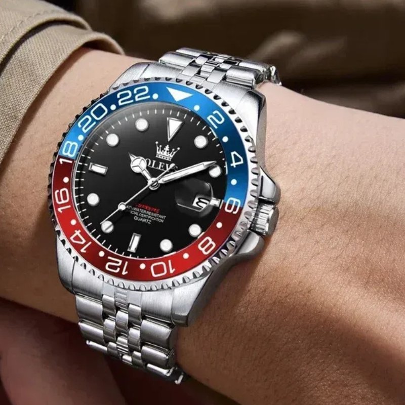 Mens Watch Jubilee Bracelet - Stainless Steel - GMT Pro - Date