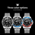 Mens Watch Jubilee Bracelet - Stainless Steel - GMT Pro - Date
