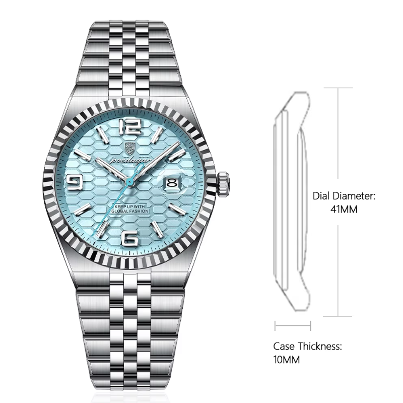 Mens Watch - Land-Rider - Fluted Bezel - Waterproof Luminous Date