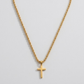 Minimalist Small Cross Pendant Necklace | Rope Chain