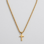 Minimalist Small Cross Pendant Necklace | Rope Chain