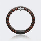 Natural Stone Cross Leather Bracelet | Men's Wristband