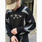 Oversize Knit Sweater Y2K - Circle Star