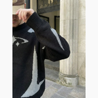 Oversize Knit Sweater Y2K - Circle Star