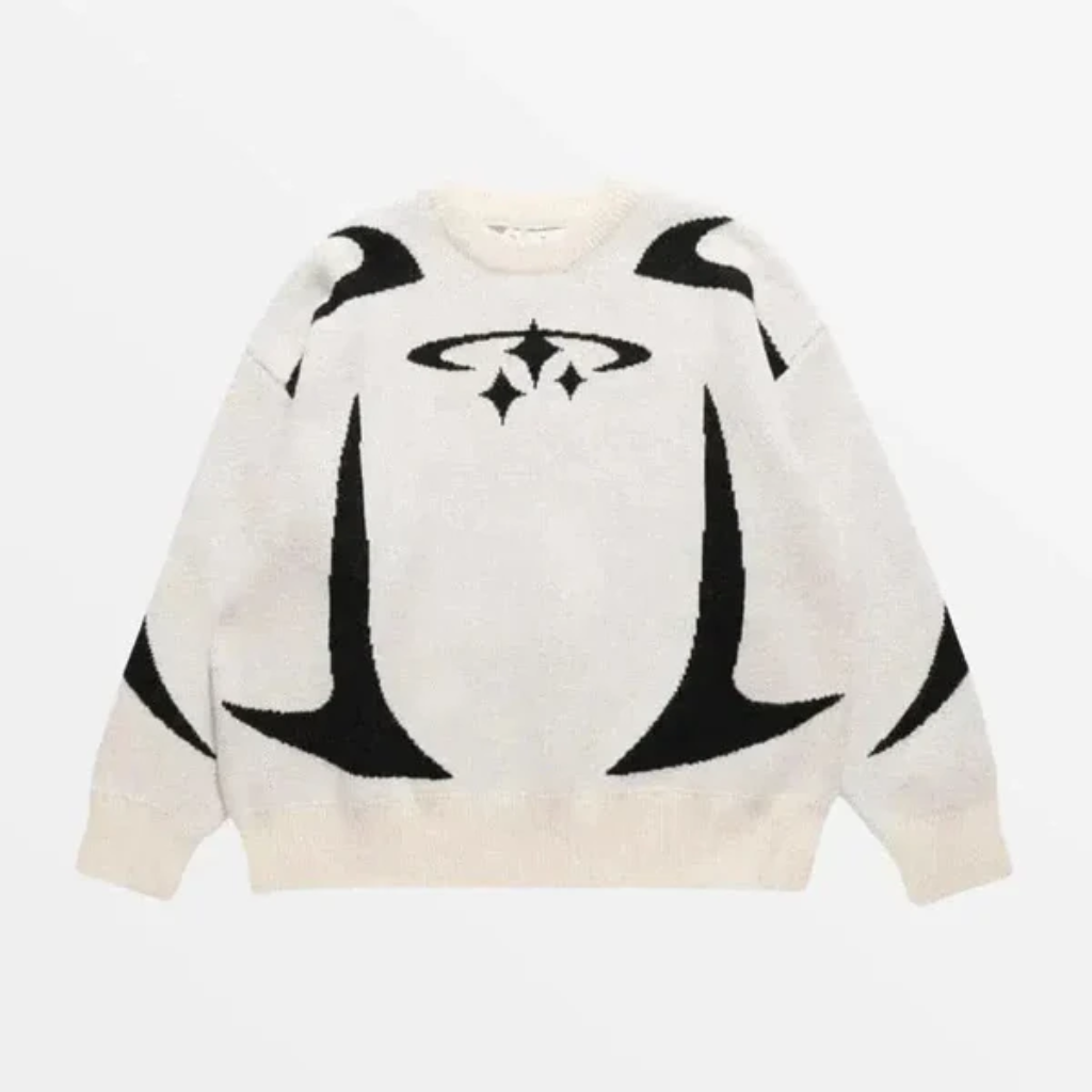 Oversize Knit Sweater Y2K - Circle Star