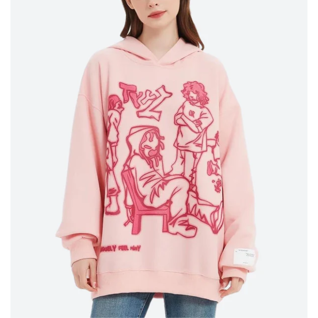 Oversized Graphic Hoodie - Streetwear Pullover Sweatshirt-Tithesource-