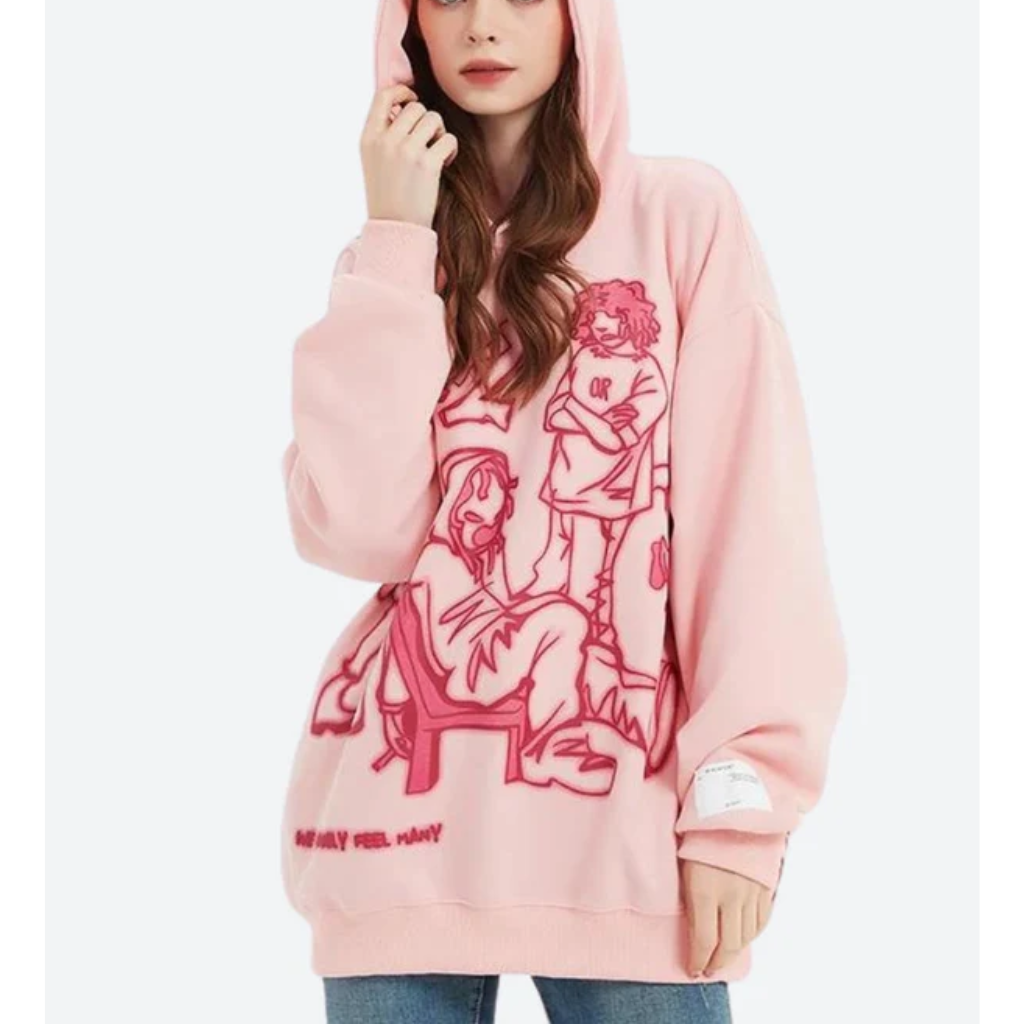 Oversized Graphic Hoodie - Streetwear Pullover Sweatshirt-Tithesource-