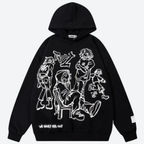 Oversized Graphic Hoodie - Streetwear Pullover Sweatshirt-Tithesource-Black-XS-