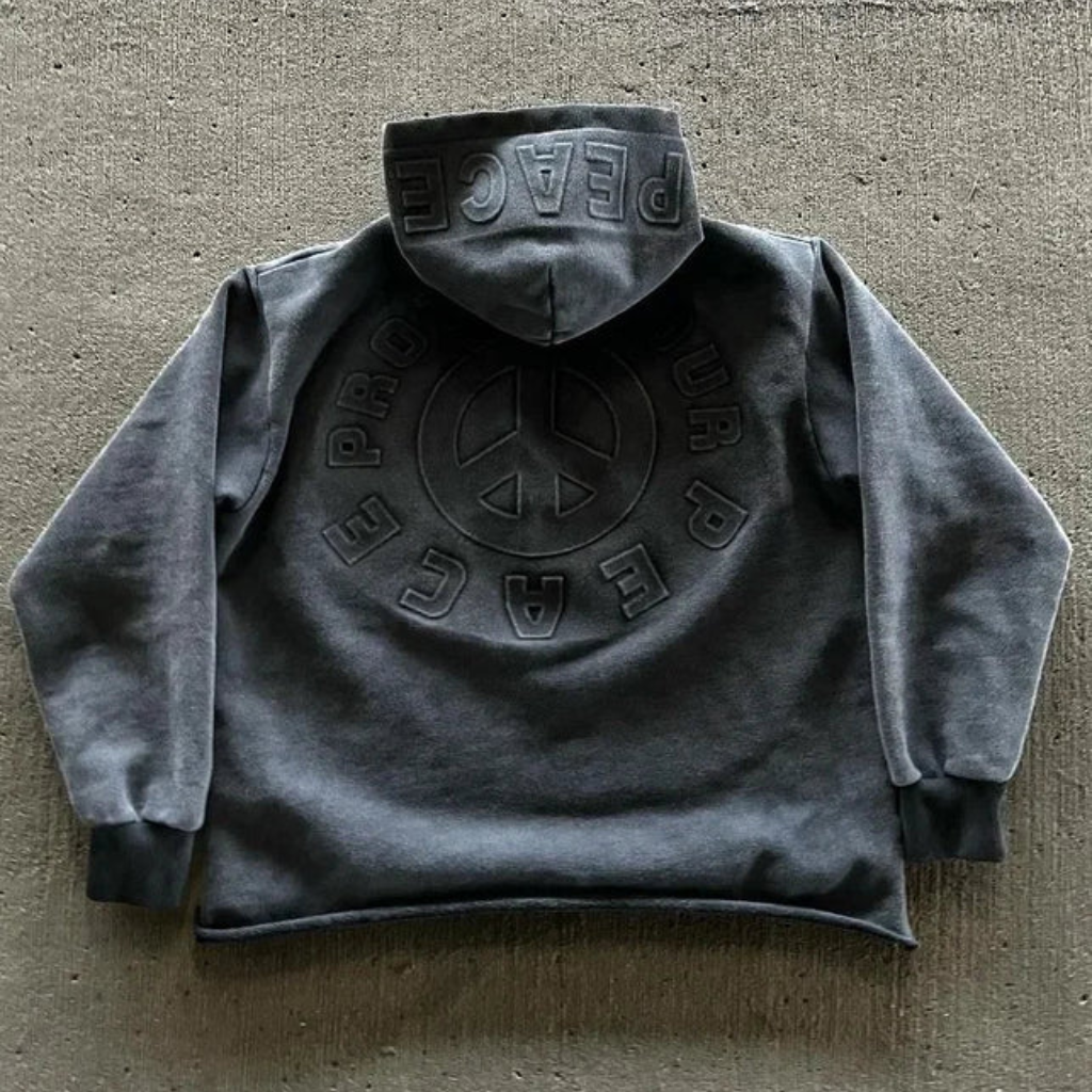 Oversized Hoodie Graphic Distressed Patch Letter Streetwear Y2K Sweatshirt
