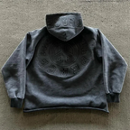 Oversized Hoodie Graphic Distressed Patch Letter Streetwear Y2K Sweatshirt