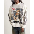 Oversized Long Sleeve Graphic Tee Cotton White Vintage Washed White Streetwear T Shirt