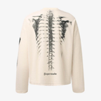 Oversized Long Sleeve Graphic Tee Mens Skeleton Skull Print Streetwear T Shirt