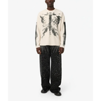 Oversized Long Sleeve Graphic Tee Mens Skeleton Skull Print Streetwear T Shirt