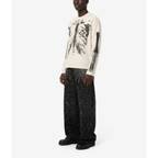 Oversized Long Sleeve Graphic Tee Mens Skeleton Skull Print Streetwear T Shirt