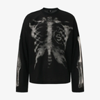 Oversized Long Sleeve Graphic Tee Mens Skeleton Skull Print Streetwear T Shirt