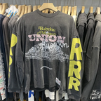 Oversized Long Sleeve Graphic Tee Vintage Washed Black Streetwear T Shirt
