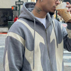 Oversized Zip Up Hoodie - Graphic Print Streetwear-Tithesource-