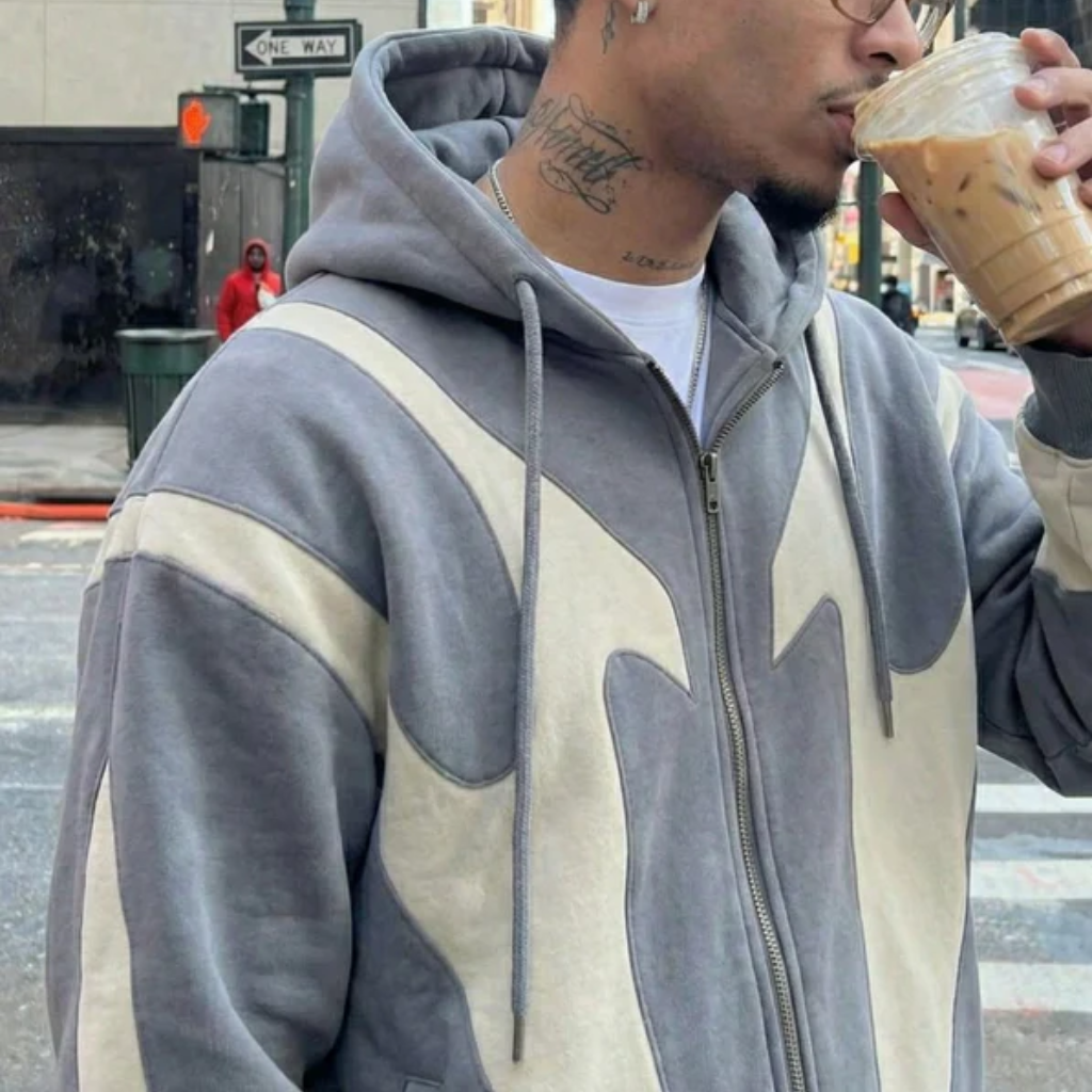 Oversized Zip Up Hoodie - Graphic Print Streetwear-Tithesource-