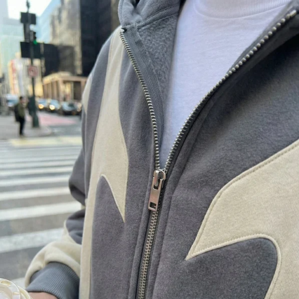 Oversized Zip Up Hoodie - Graphic Print Streetwear-Tithesource-