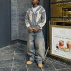 Oversized Zip Up Hoodie - Graphic Print Streetwear-Tithesource-
