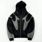Oversized Zip Up Hoodie - Graphic Print Streetwear-Tithesource-Black-S-